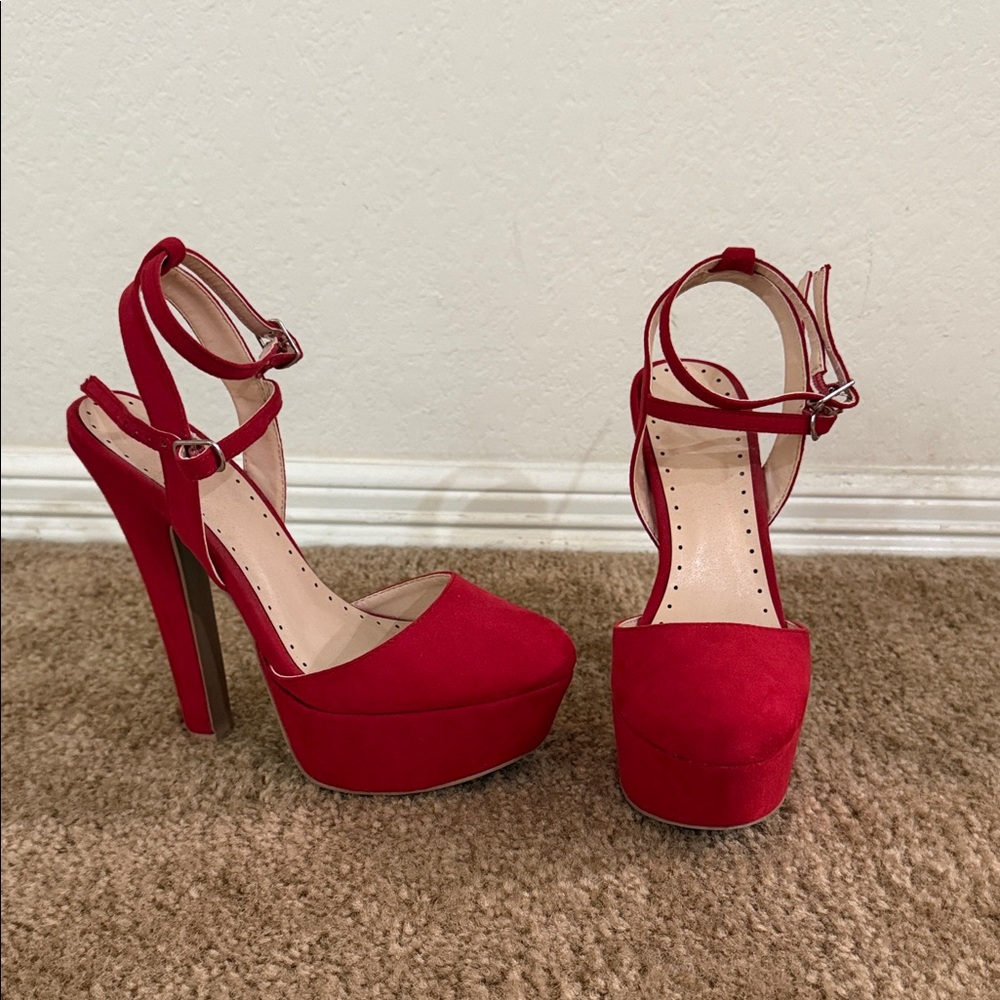 Elegant Red Platform Heels